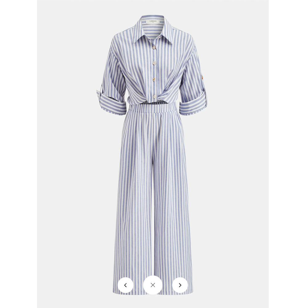 Copied - NWT Commense Striped Collared Wide-Leg Jumpsuit Sz XL